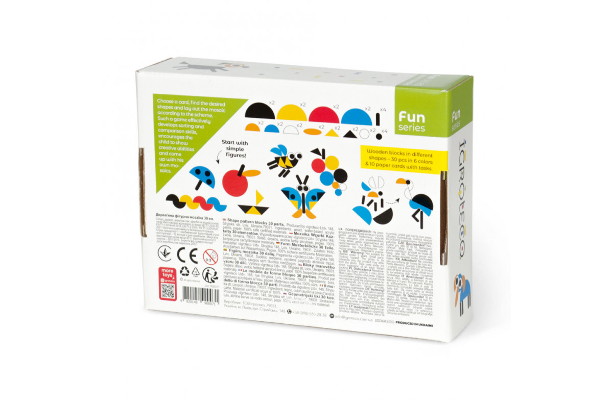 Дерев'яна гра "Фігурна мозаїка" Igroteco 900071, 30 елементів