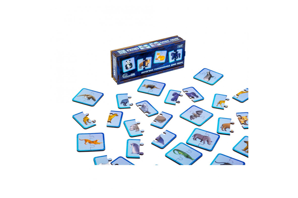 Дерев'яна головоломка "Дикі тварини" Puz-44657, 40 елементів