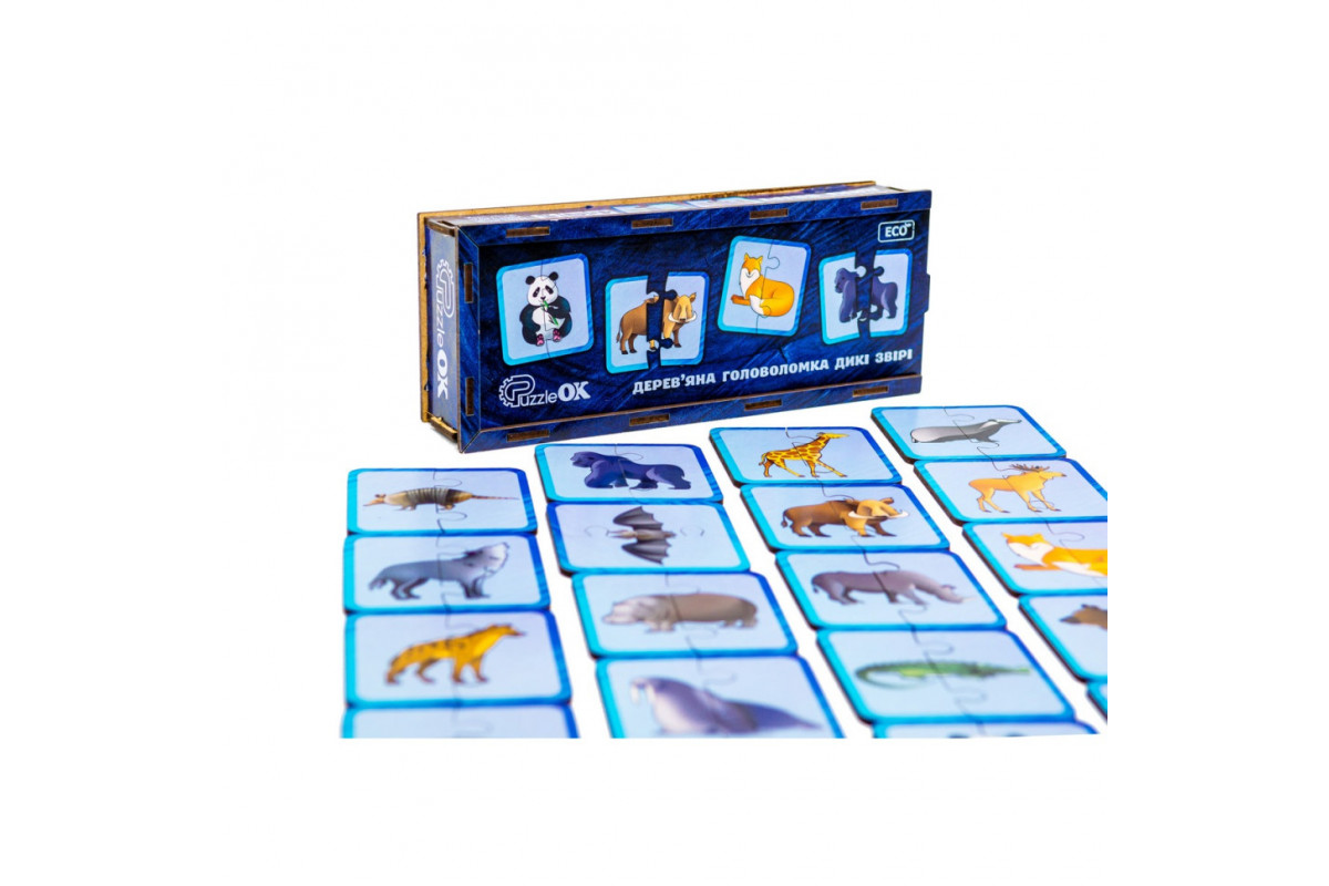 Дерев'яна головоломка "Дикі тварини" Puz-44657, 40 елементів
