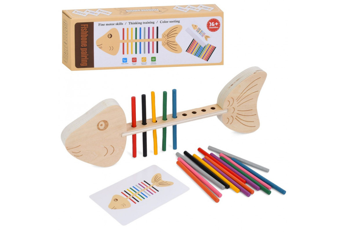 Дерев'яна іграшка сортер "Риба" MD 0746 кольорові палички