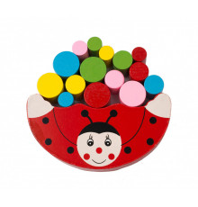 Детская игрушка балансир Божья коровка MD 1276 деревянная Божья коровка Красная