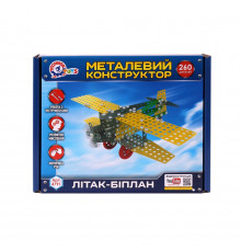 Детский Конструктор металлический "Самолет-биплан" ТехноК 4791TXK, 260 деталей