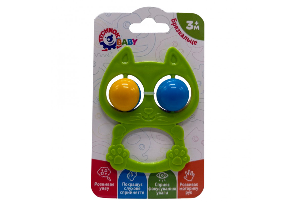 Детская погремушка "Котик" 9338TXK-8 зеленый