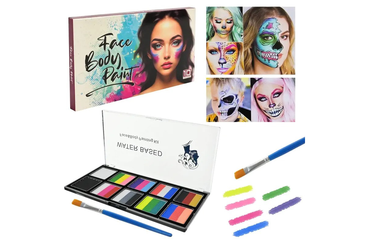 Детский набор аквагрима Cel-2503 палетка, кисточка, 10 цветов