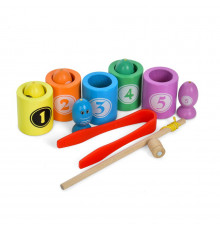 Деревянная магнитная игрушка "Рыбалка" MD 1939 рыбки, удочка, пинцет