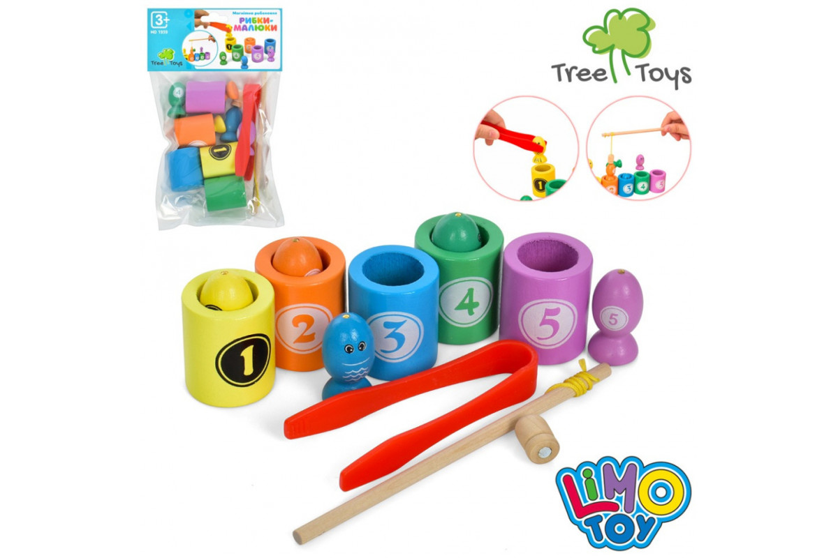 Деревянная магнитная игрушка "Рыбалка" MD 1939 рыбки, удочка, пинцет