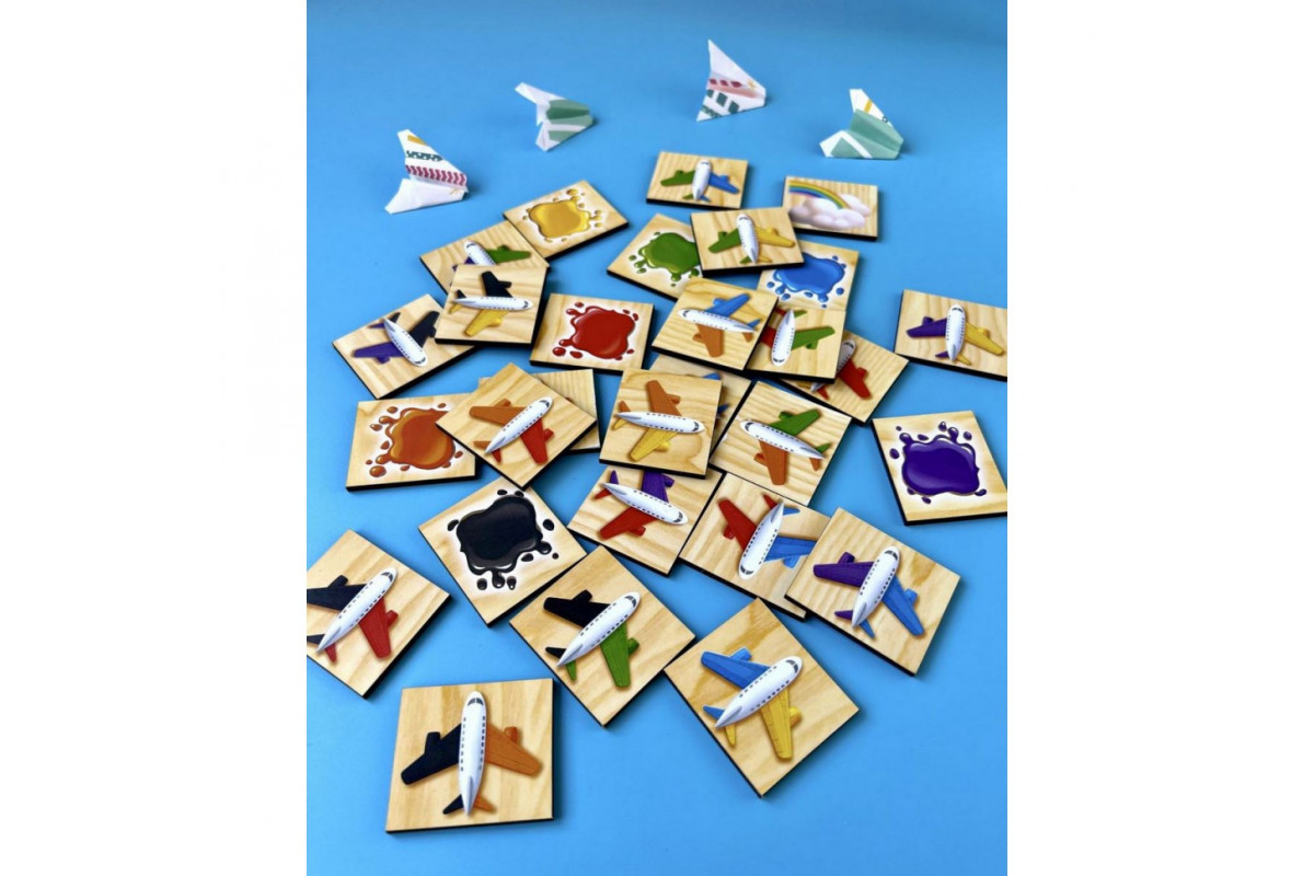 Дерев'яний пазл-сортер "Літаки" Ubumblebees (ПСФ105) PSF105 вивчення кольорів