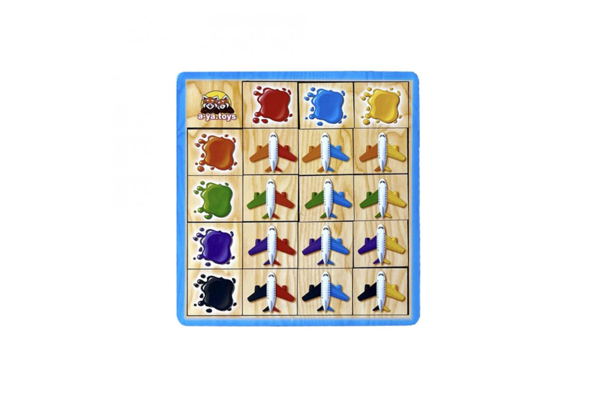 Дерев'яний пазл-сортер "Літаки" Ubumblebees (ПСФ105) PSF105 вивчення кольорів