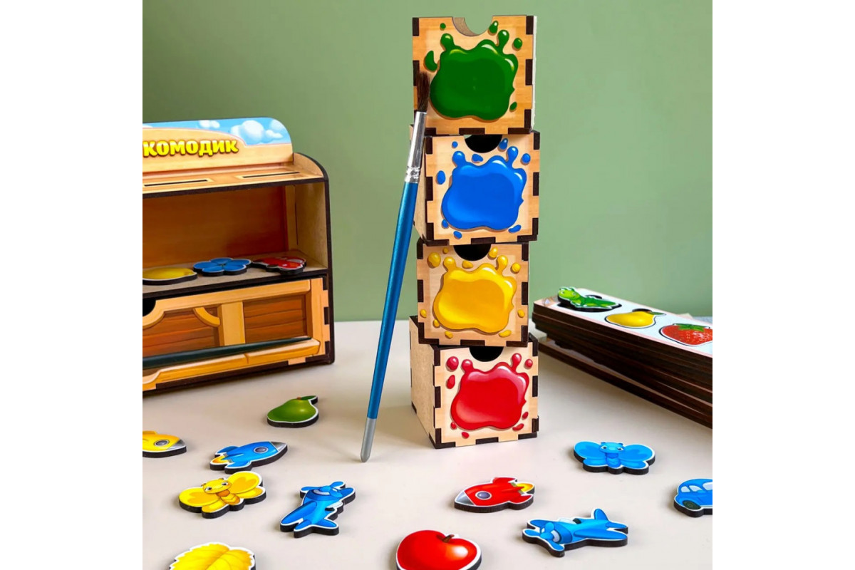 Деревянная настольная игра "Цвета" Ubumblebees (ПСД071) PSD071 сортер-комодик