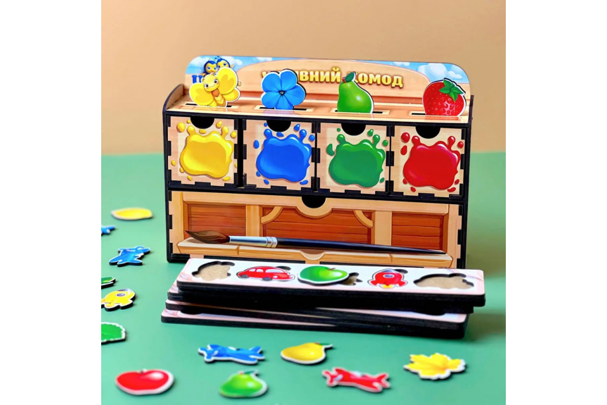 Деревянная настольная игра "Цвета" Ubumblebees (ПСД071) PSD071 сортер-комодик