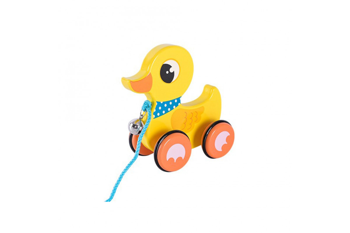 Детская деревянная каталочка "Утенок" C15030-1 на веревке