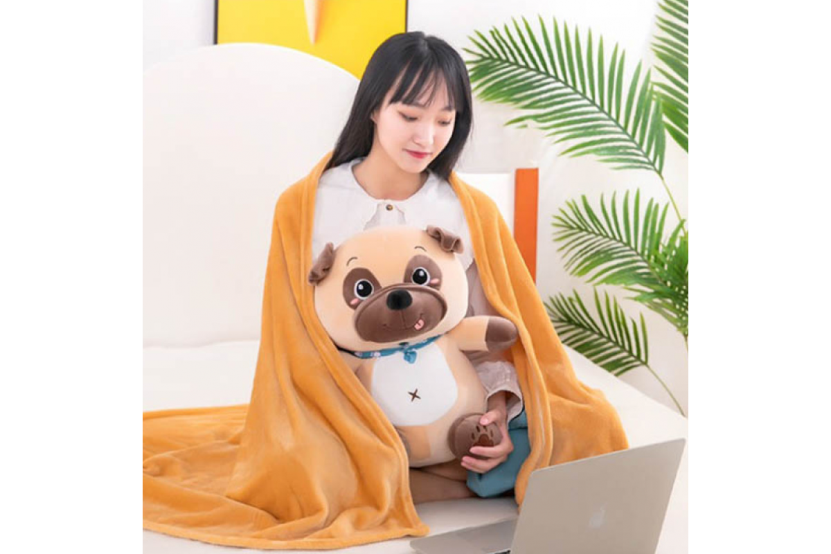 Детская мягкая игрушка "Собачка" L1130 игрушка с пледом, размер 50 см