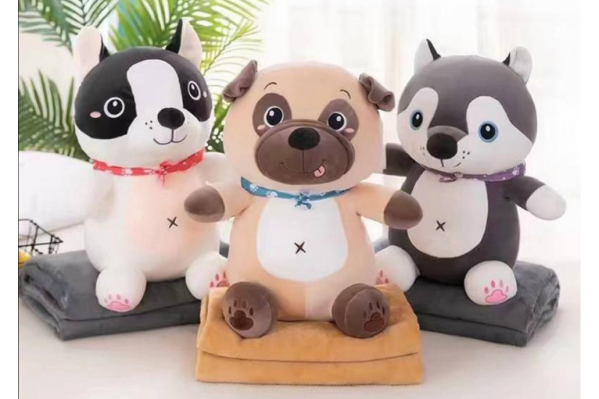 Детская мягкая игрушка "Собачка" L1130 игрушка с пледом, размер 50 см