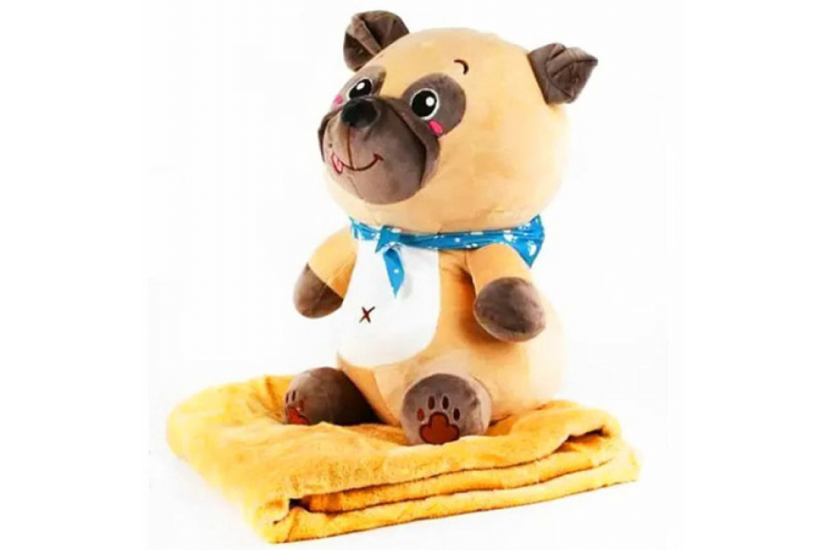 Детская мягкая игрушка "Собачка" L1130 игрушка с пледом, размер 50 см