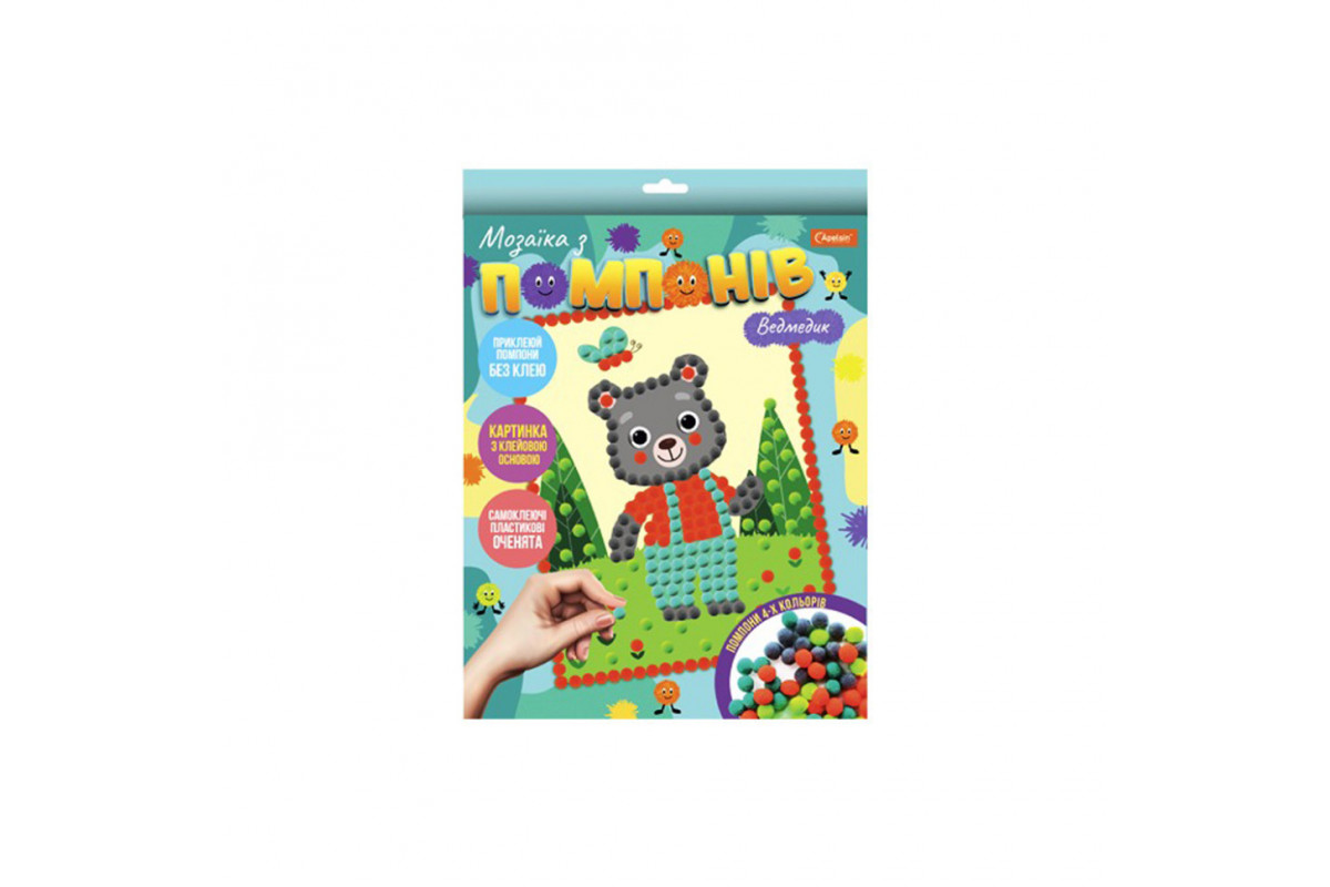 Набор для творчества мозаика из помпонов "Мишка" НТ-35-2