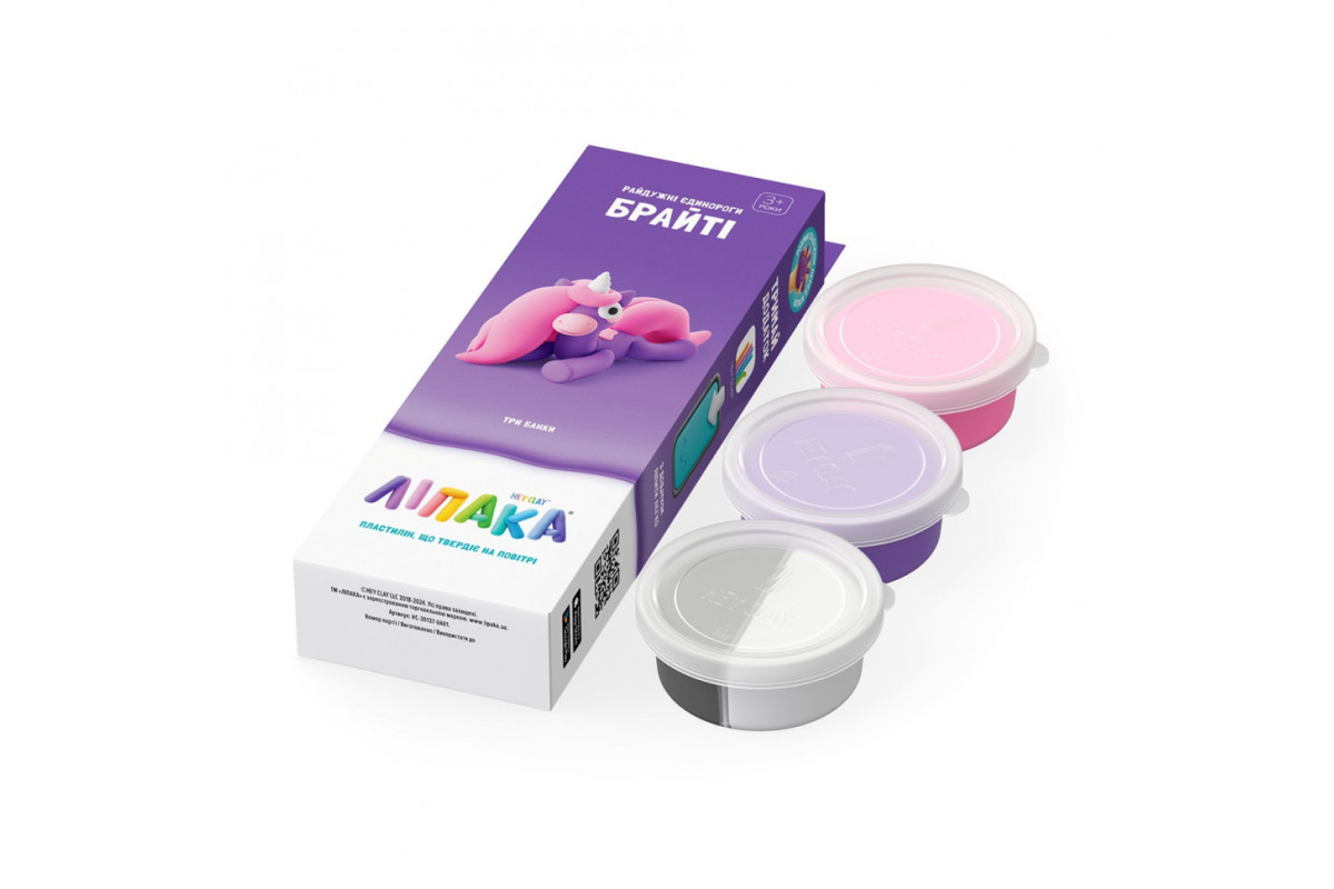 Набір самозатвердіючого пластиліну Райдужні єдинороги Брайті ЛІПАКА 30137-UA01