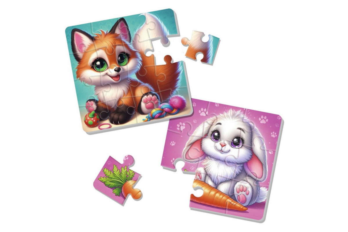 Детский мягкий пазл "Зайчик и лисичка" VT1102-35, 25 элементов