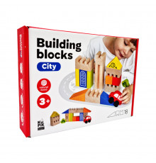 Детские деревянные Строительные блоки "Город" 900538, 18 деталей