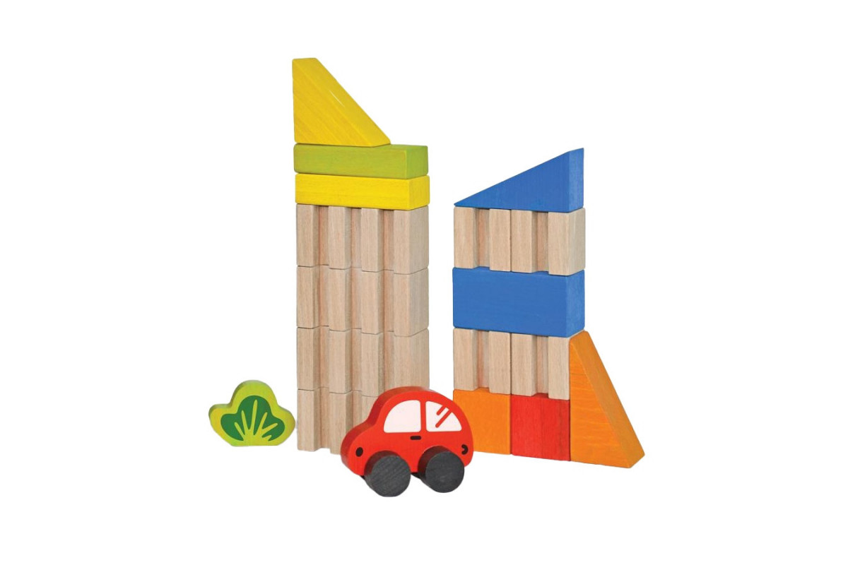 Дитячі дерев'яні Будівельні блоки "Місто" 900538, 18 деталей