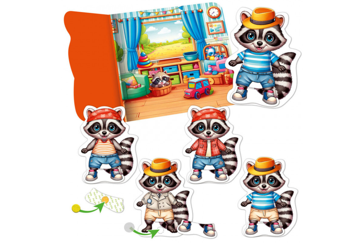 Гра розвиваюча з липучками "Енотик" VT1320-02, 9 елементів одягу