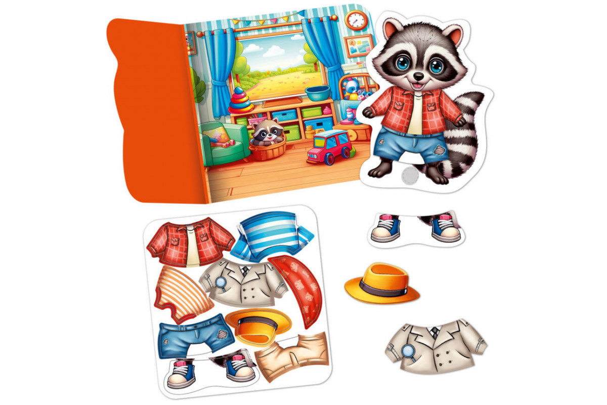 Гра розвиваюча з липучками "Енотик" VT1320-02, 9 елементів одягу