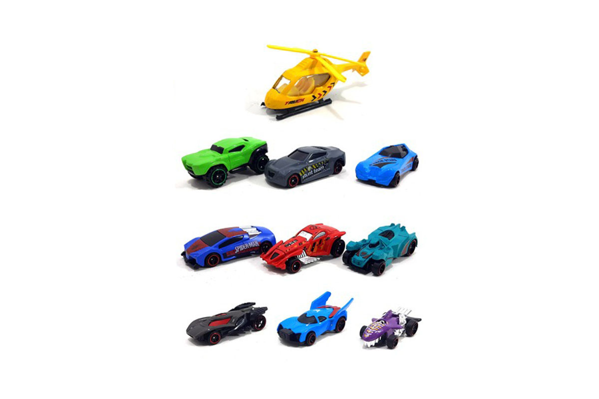 Набор машинок "Гонка" Bambi HW-117, 10 шт. в тубусе, разноцветные.