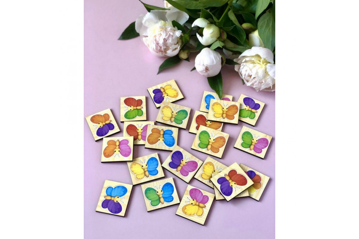 Дерев'яний пазл-сортер "Метелики" Ubumblebees (ПСФ106) PSF106 вивчення кольорів