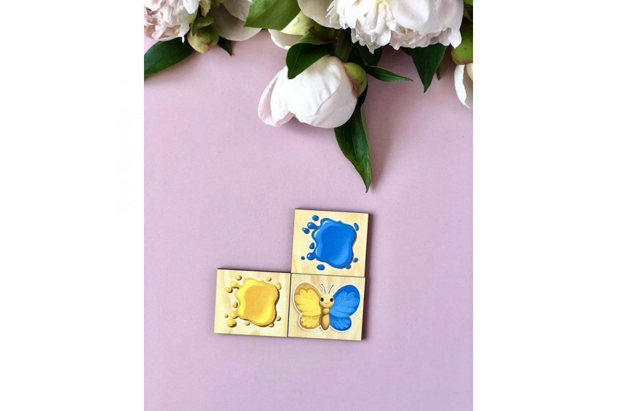 Дерев'яний пазл-сортер "Метелики" Ubumblebees (ПСФ106) PSF106 вивчення кольорів