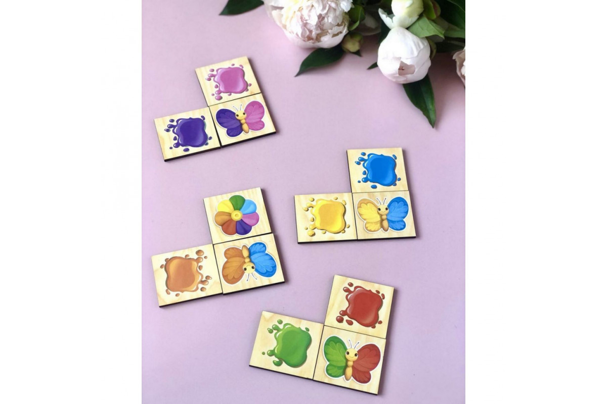 Дерев'яний пазл-сортер "Метелики" Ubumblebees (ПСФ106) PSF106 вивчення кольорів