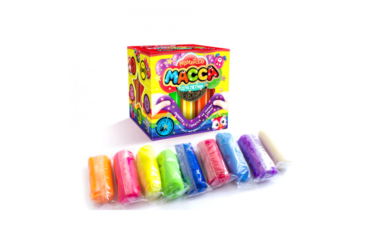 Тесто для лепки "Master Do" 9 цветов MMD-01-01…07 с блестками 7596DT  Вид 1