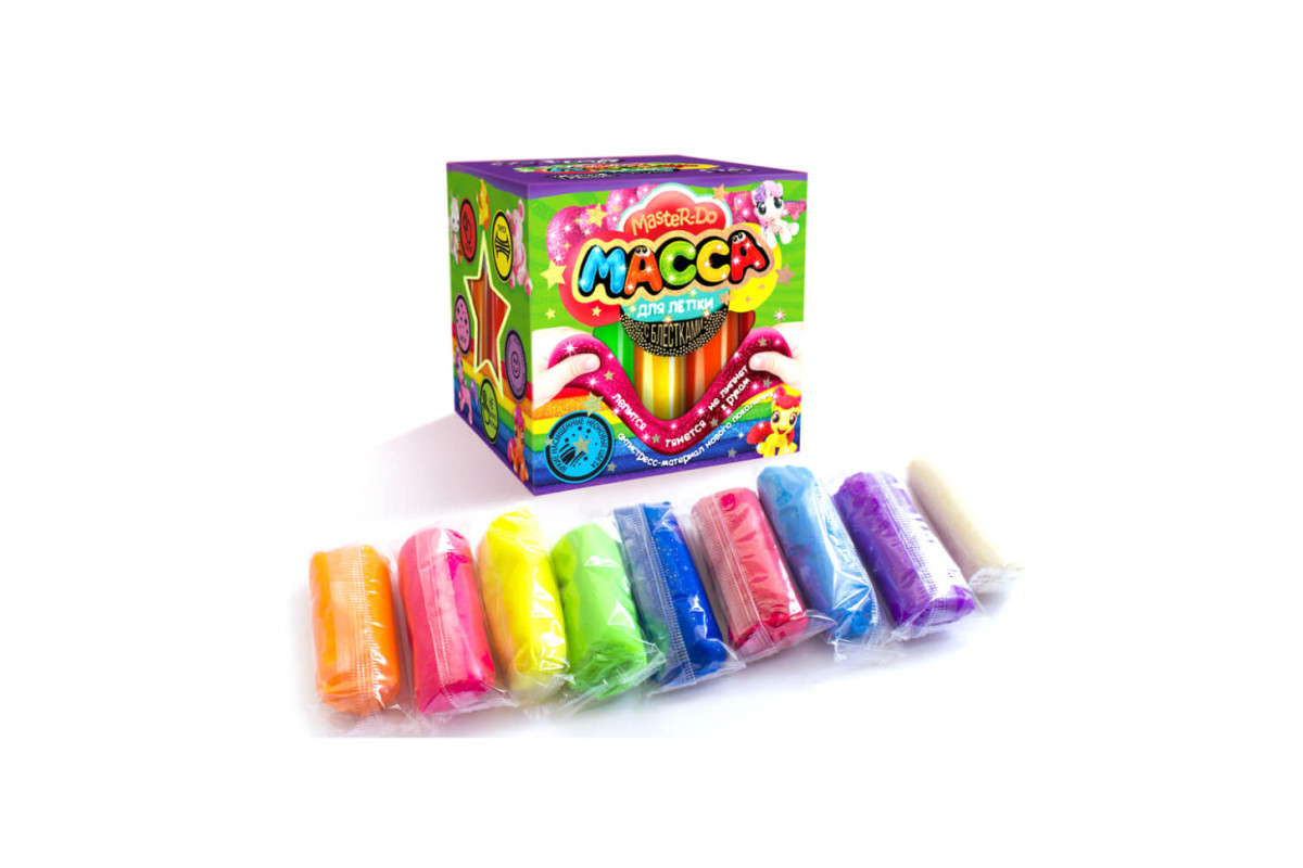 Тесто для лепки "Master Do" 9 цветов MMD-01-01…07 с блестками 7596DT  Вид 2