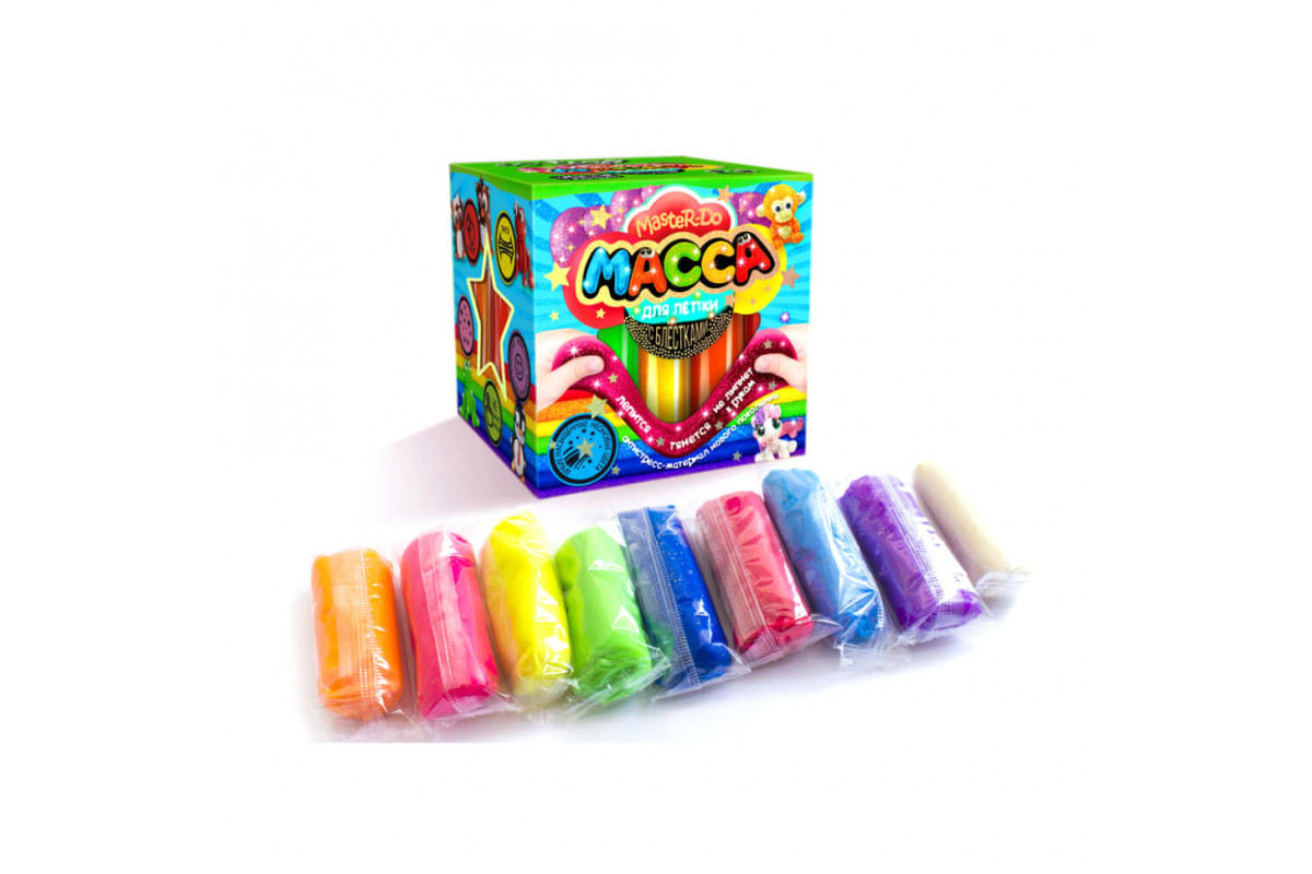 Тесто для лепки "Master Do" 9 цветов MMD-01-01…07 с блестками 7596DT  Вид 3