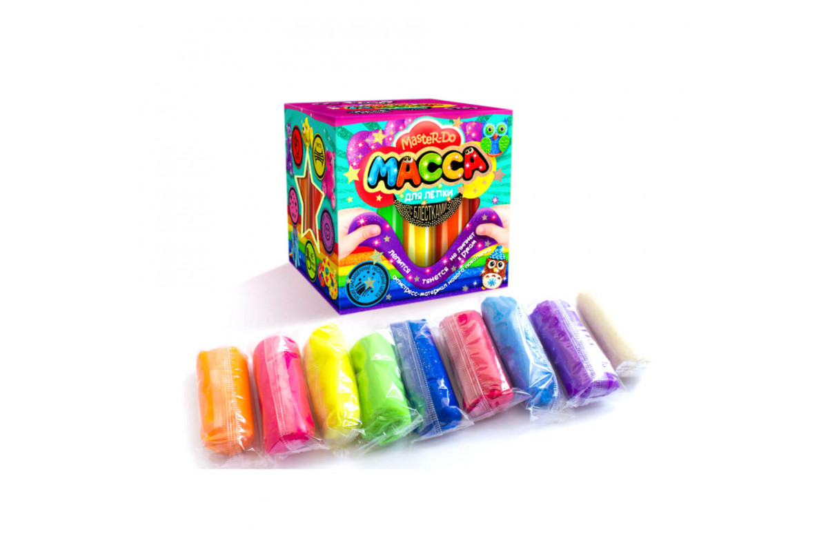 Тесто для лепки "Master Do" 9 цветов MMD-01-01…07 с блестками 7596DT  Вид 5