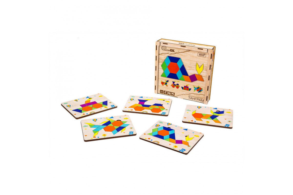 Деревянная головоломка "Танграм" Puz-33654, 144 элемента