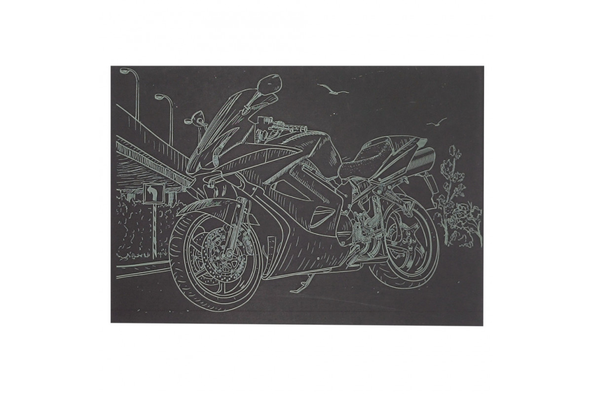 Гравюра А5 "Мотоцикл-2" ГрА5з-9 эконом вариант в пакете 21 х 14,8 см
