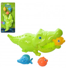 Детская рыбалка 2022-1 механическая, крокодил 19см, рыбки 3 шт