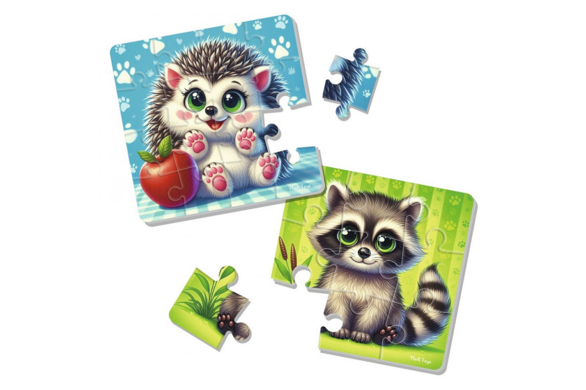 Детский мягкий пазл "Енот и ежик" VT1102-36, 25 элементов