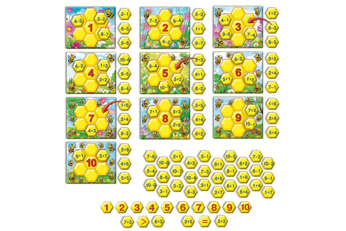 Детская настольная игра "Учимся считать с пчелками" 82586 на укр. языке