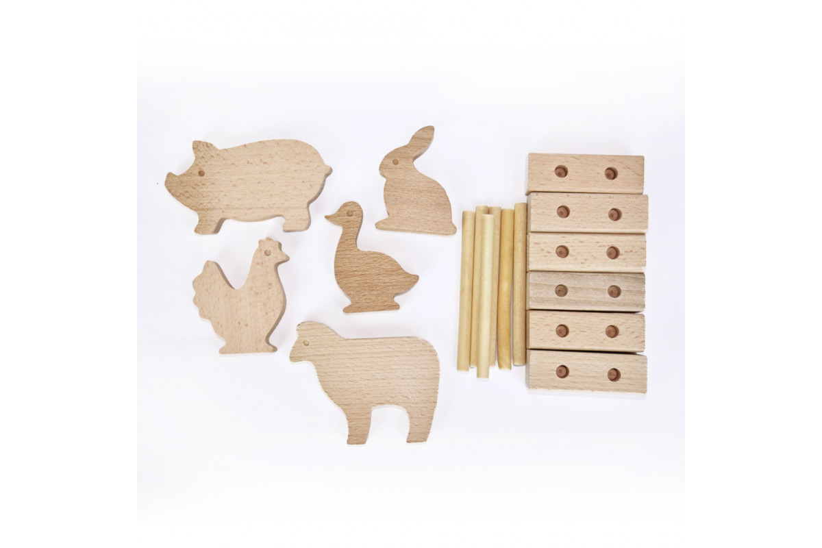 Дерев'яний ігровий набір "Фігурки тварин" Igroteco 900521, 17 деталей
