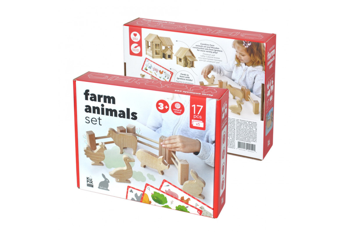 Дерев'яний ігровий набір "Фігурки тварин" Igroteco 900521, 17 деталей