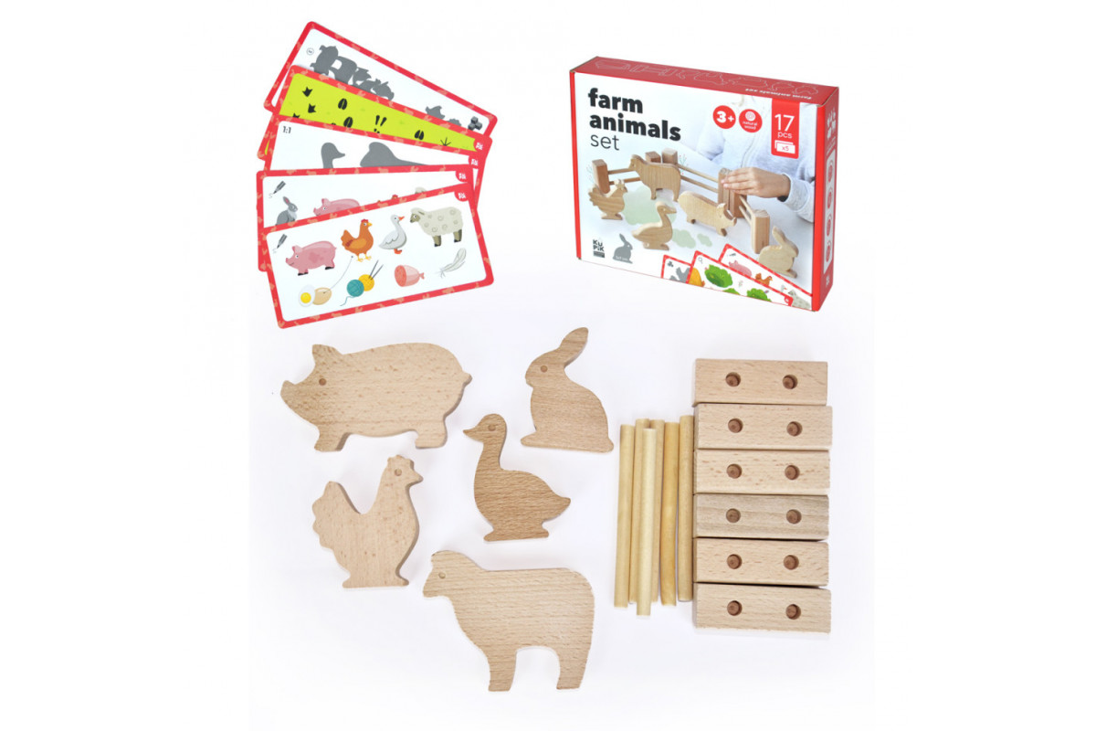 Дерев'яний ігровий набір "Фігурки тварин" Igroteco 900521, 17 деталей