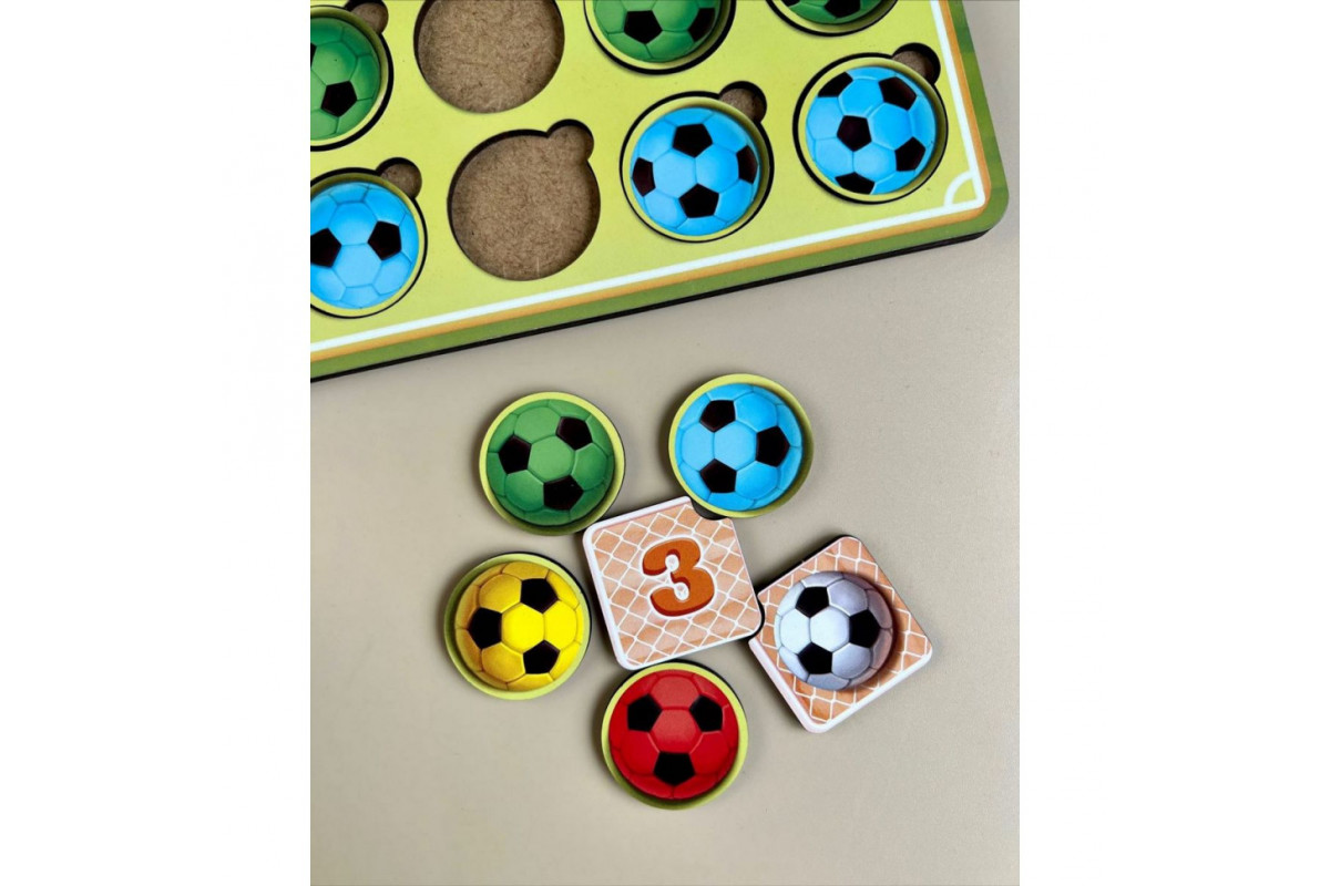 Дерев'яний пазл-сортер "Футбольні м'ячики" Ubumblebees (ПСФ107) PSF107 колір та рахунок