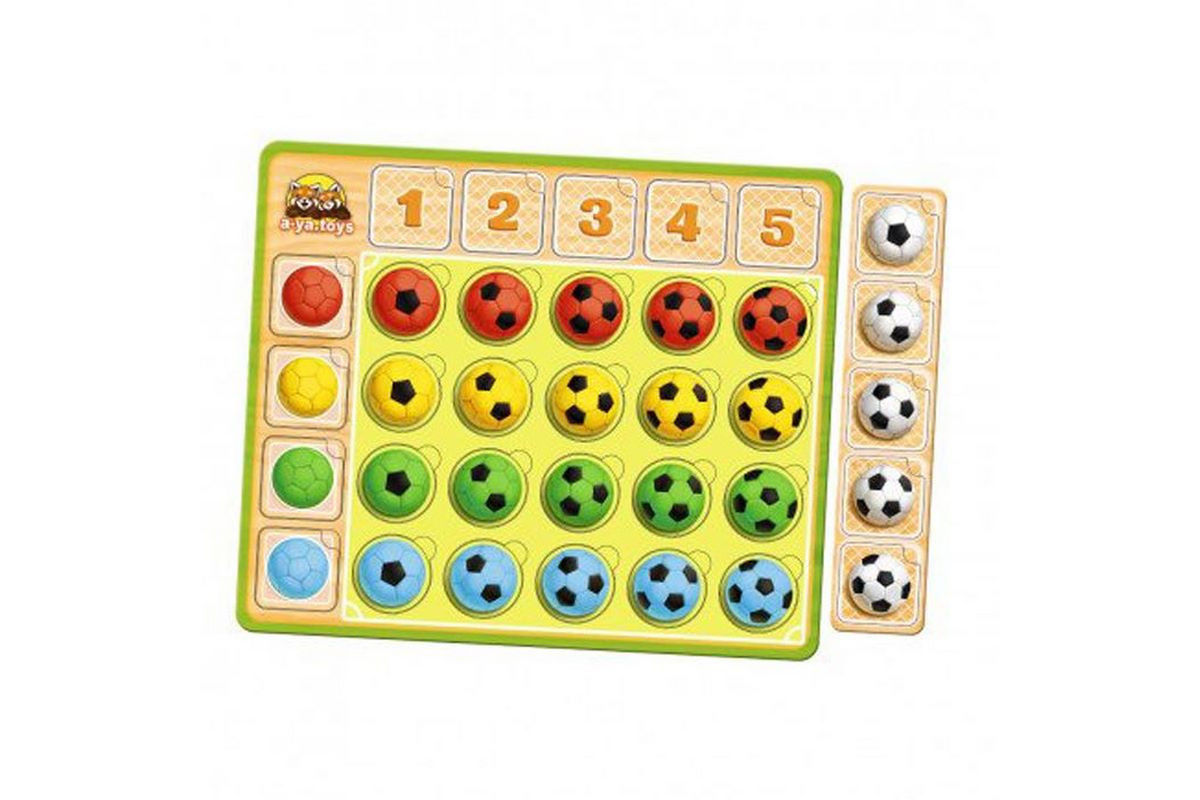 Дерев'яний пазл-сортер "Футбольні м'ячики" Ubumblebees (ПСФ107) PSF107 колір та рахунок