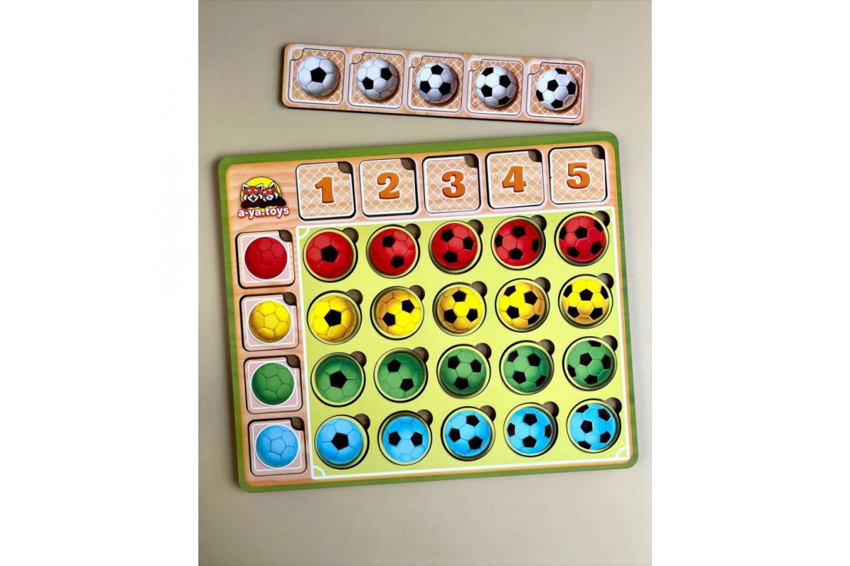 Дерев'яний пазл-сортер "Футбольні м'ячики" Ubumblebees (ПСФ107) PSF107 колір та рахунок