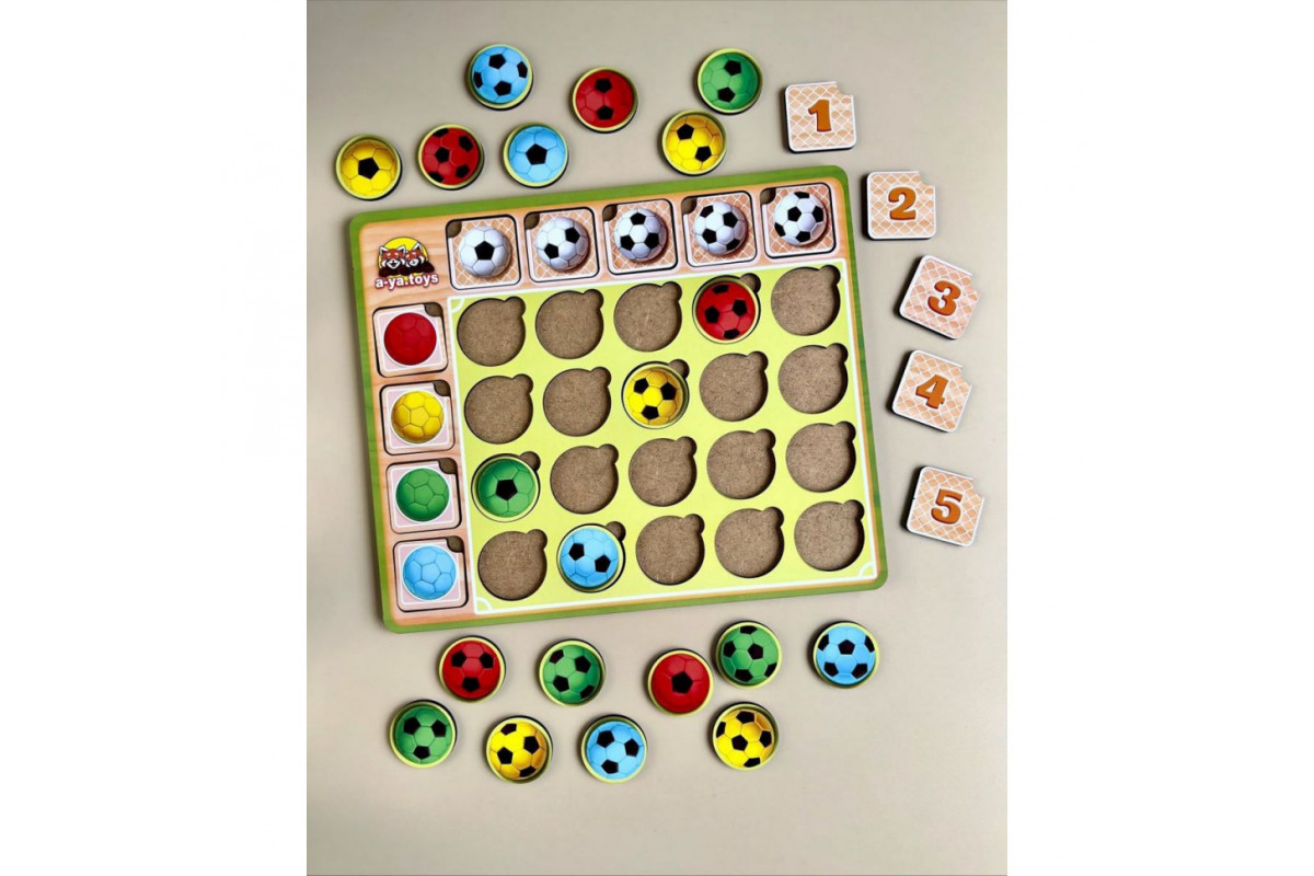 Дерев'яний пазл-сортер "Футбольні м'ячики" Ubumblebees (ПСФ107) PSF107 колір та рахунок