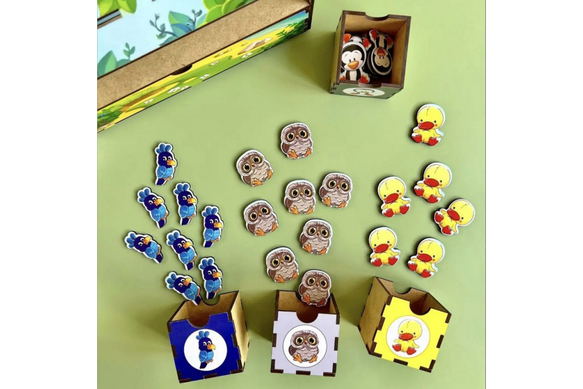 Деревянная настольная игра "Птицы" Ubumblebees (ПСД167) PSD167 сортер-комодик