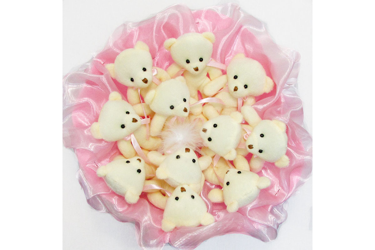 Букет из игрушек Мишки нежно-розовый 5347IT с 11ю игрушками