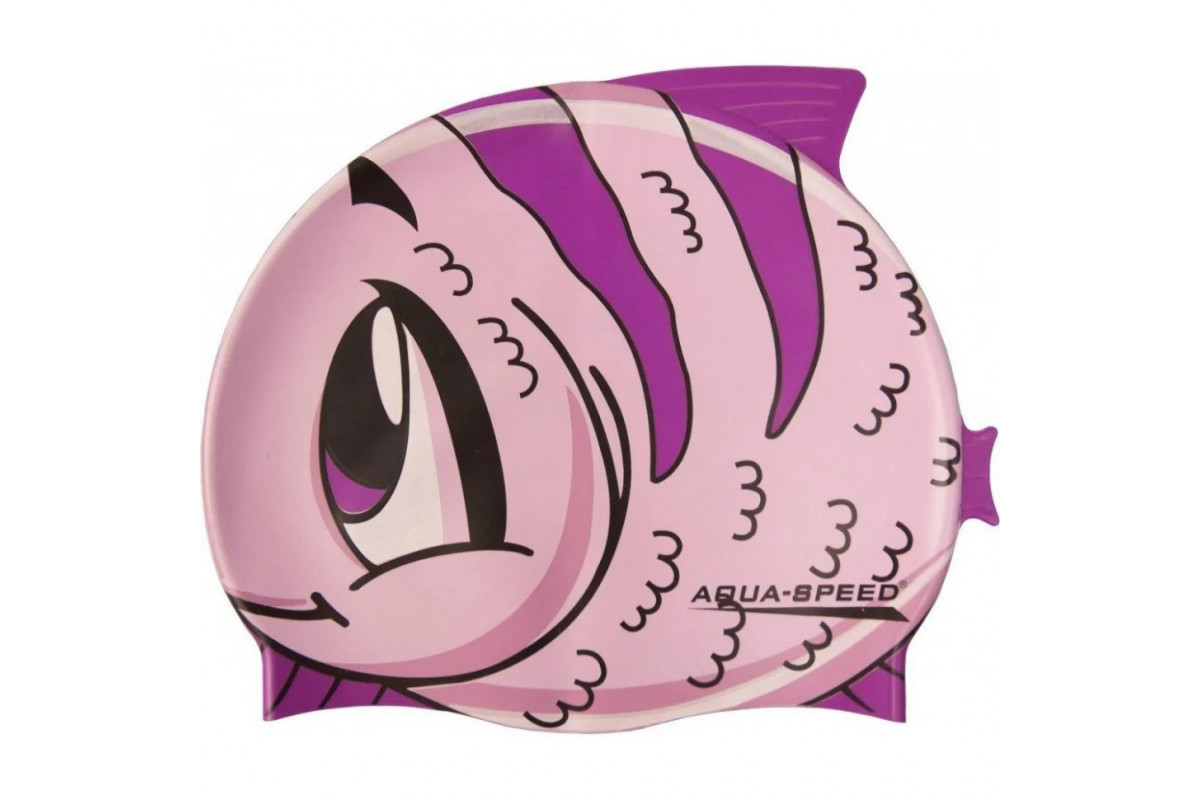 Шапка для плавания "ZOO Fish" 5528 Aqua Speed 115-fish, розовая рыбка, OSFM