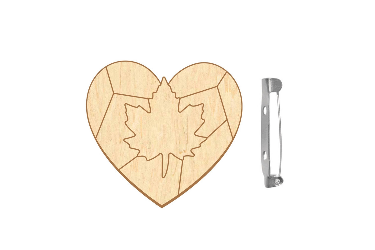 Заготовка броши для раскрашивания "Сердце осени" FDZB-097