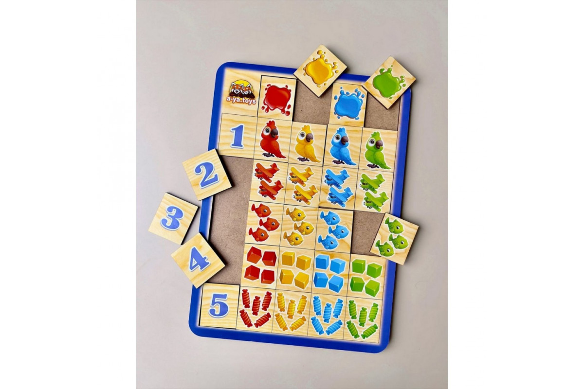 Деревянный пазл-сортер "Сравни и подбери" Ubumblebees (ПСФ108) PSF108 цвет и счет